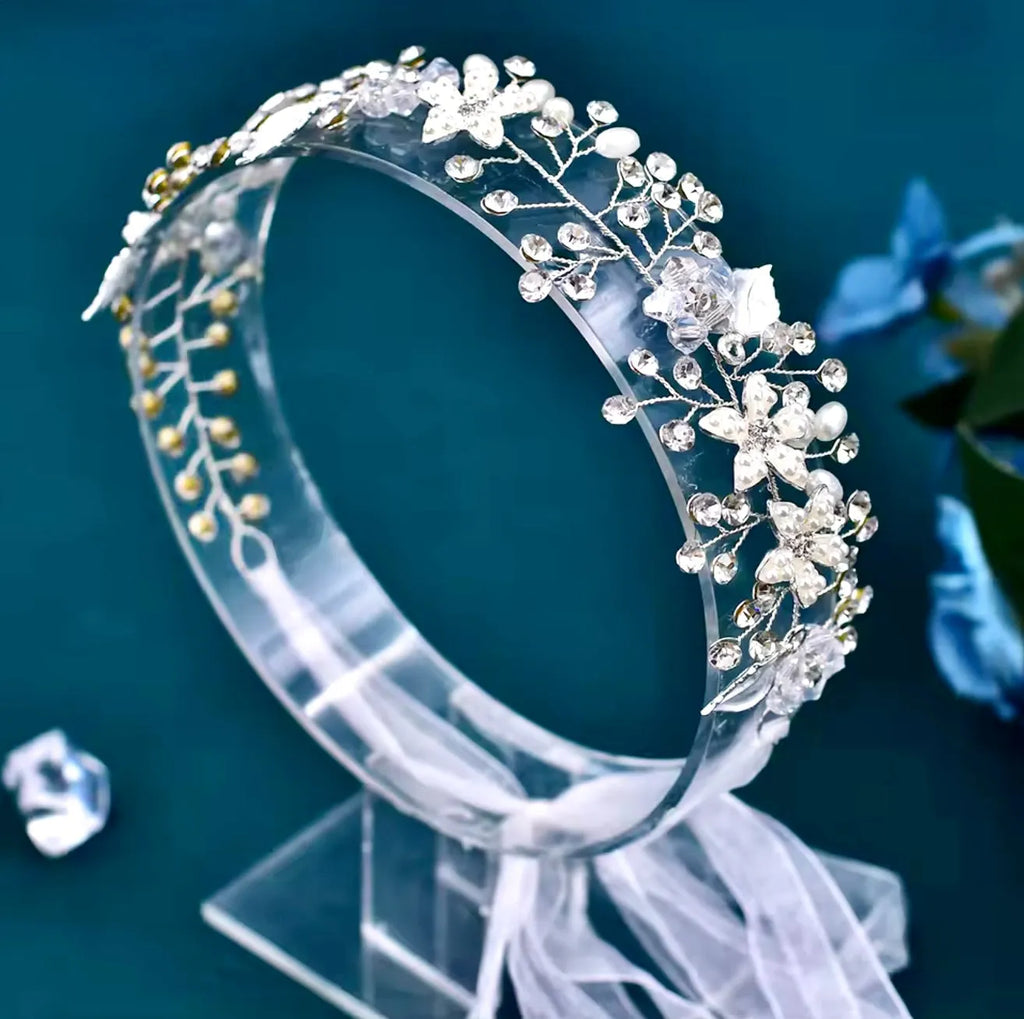 Wedding Hair Accessories - Pearl and Crystal Bridal Long Hair Vine - Available in Silver, Rose Gold and Yellow Gold