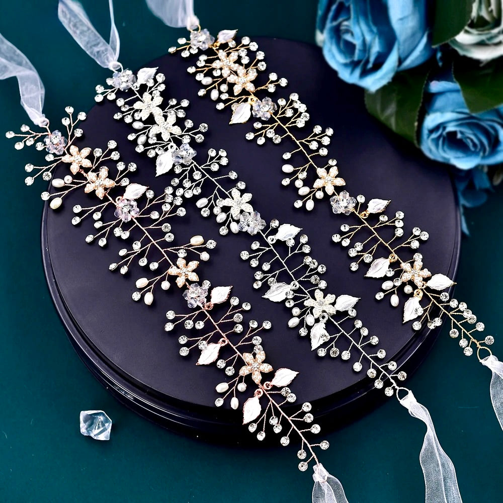 Wedding Hair Accessories - Pearl and Crystal Bridal Long Hair Vine - Available in Silver, Rose Gold and Yellow Gold