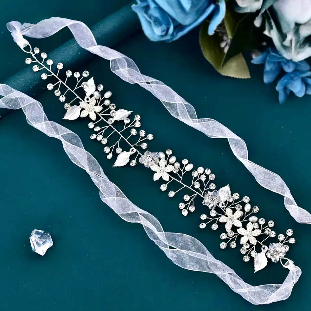 Wedding Hair Accessories - Pearl and Crystal Bridal Long Hair Vine - Available in Silver, Rose Gold and Yellow Gold