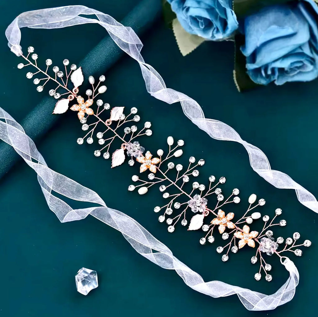 Wedding Hair Accessories - Pearl and Crystal Bridal Long Hair Vine - Available in Silver, Rose Gold and Yellow Gold