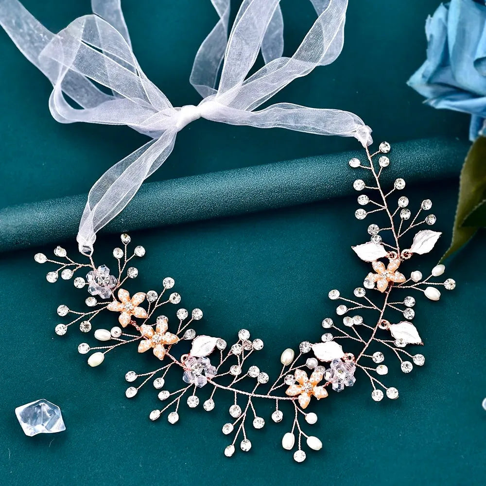 Wedding Hair Accessories - Pearl and Crystal Bridal Long Hair Vine - Available in Silver, Rose Gold and Yellow Gold