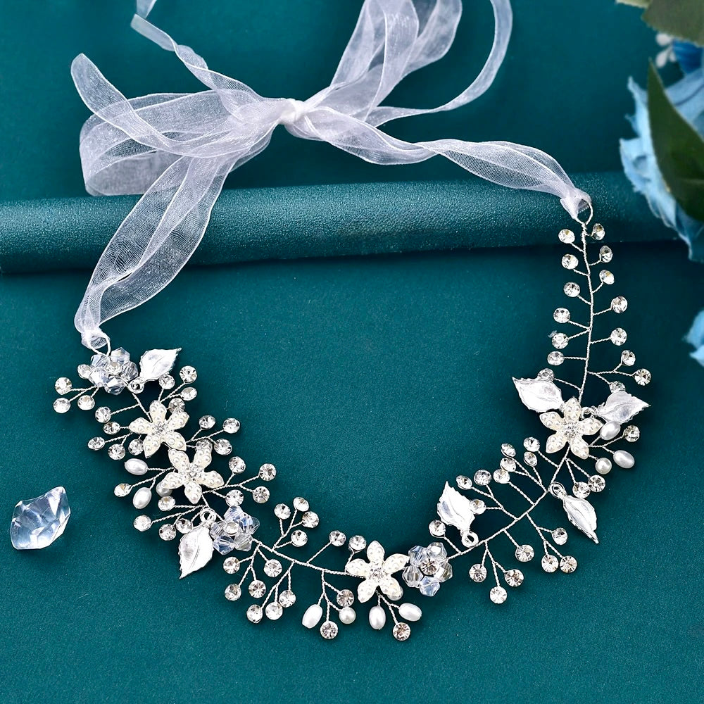 Wedding Hair Accessories - Pearl and Crystal Bridal Long Hair Vine - Available in Silver, Rose Gold and Yellow Gold