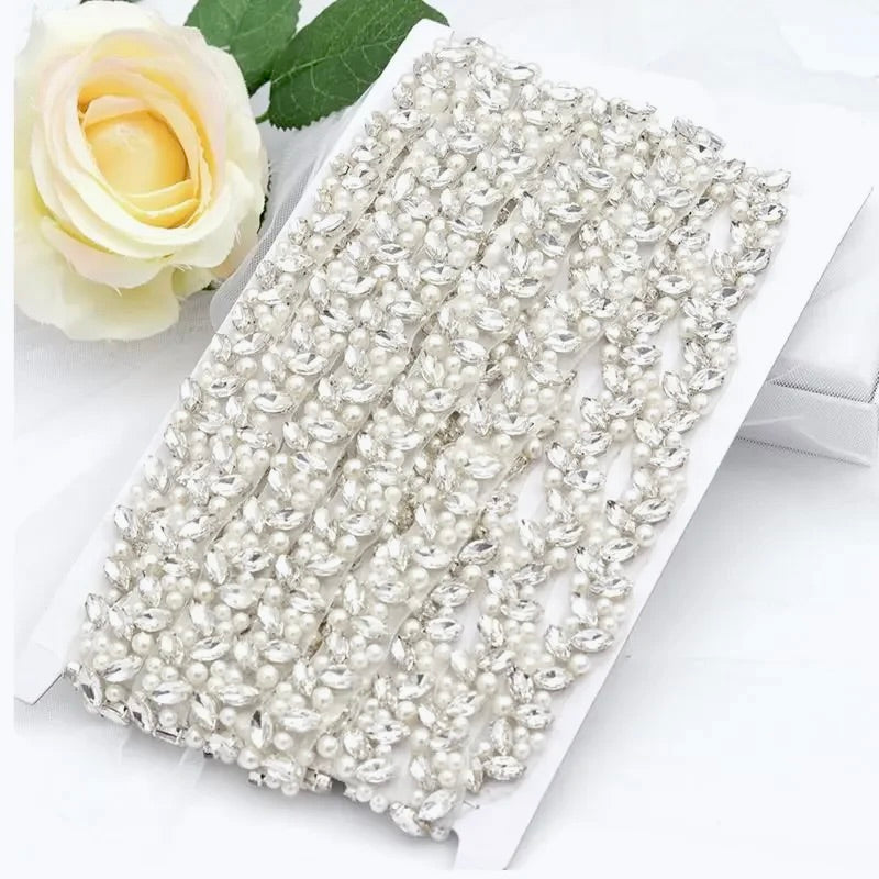 Wedding Accessories - Pearl and Crystal Bridal Belt - Available in Silver and Gold