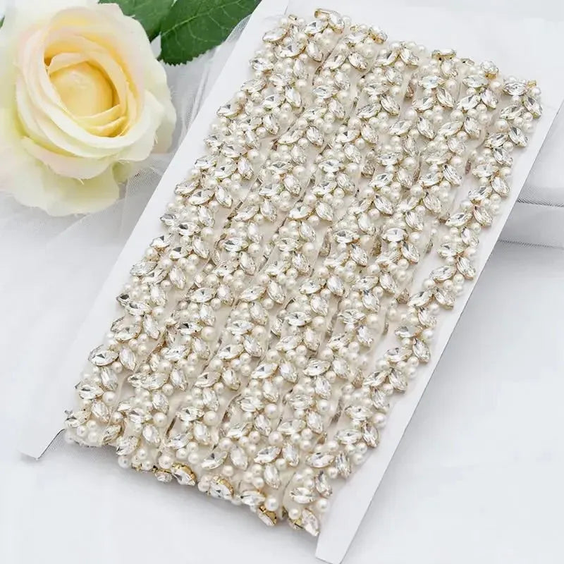 Wedding Accessories - Pearl and Crystal Bridal Belt - Available in Silver and Gold