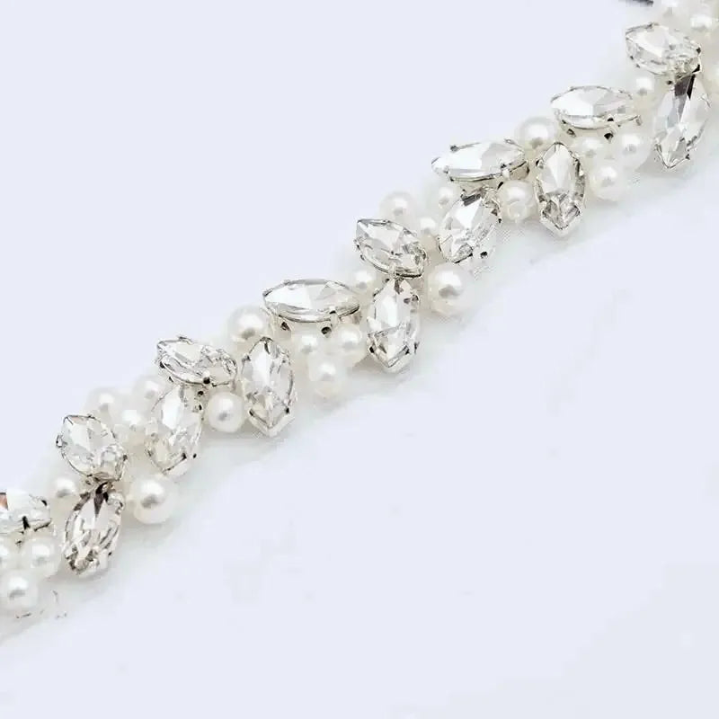 Wedding Accessories - Pearl and Crystal Bridal Belt - Available in Silver and Gold