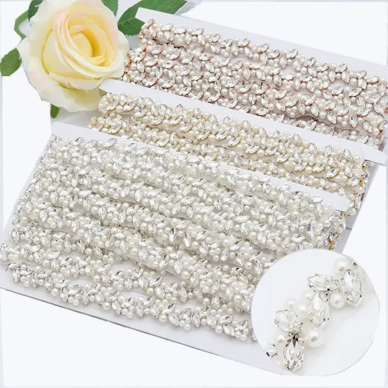 Wedding Accessories - Pearl and Crystal Bridal Belt - Available in Silver and Gold