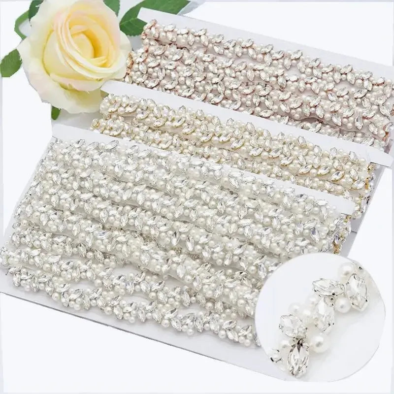 Wedding Accessories - Pearl and Crystal Bridal Belt - Available in Silver and Gold
