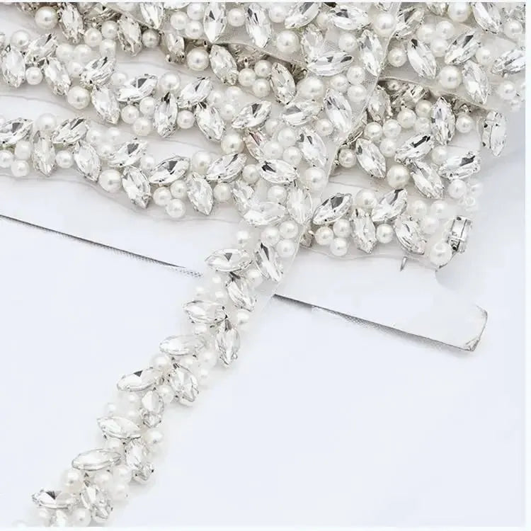 Wedding Accessories - Pearl and Crystal Bridal Belt - Available in Silver and Gold