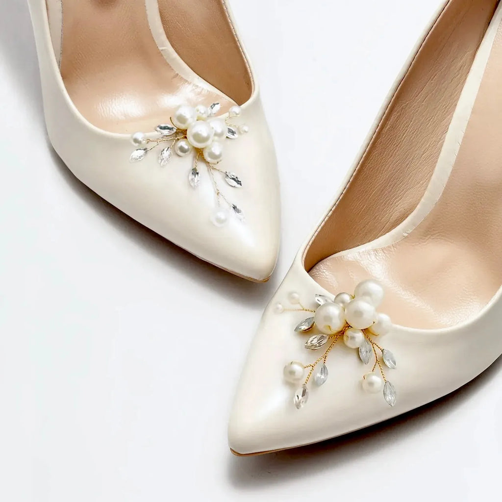Wedding Accessories - Opal and Pearl Bridal Shoe Clips - Available in Silver and Gold