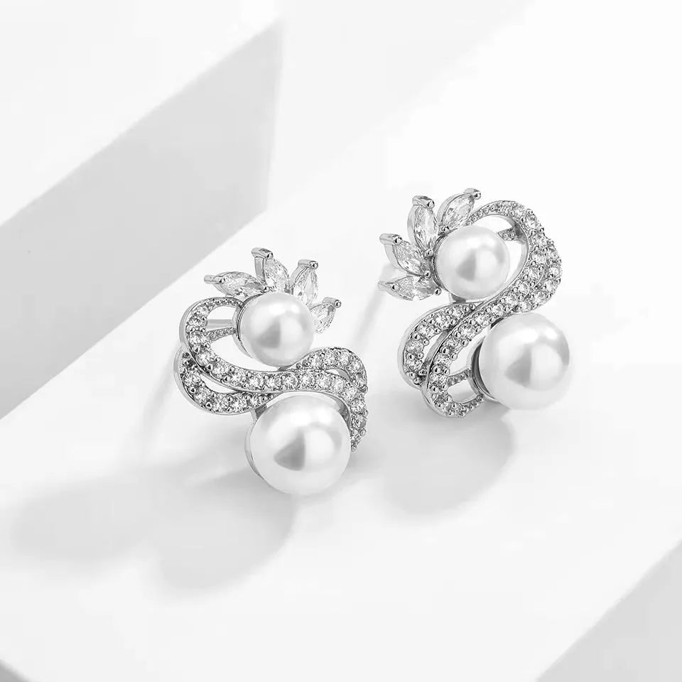 Wedding Jewelry - Pearl Bridal Stud Earrings - Available in Silver and Gold