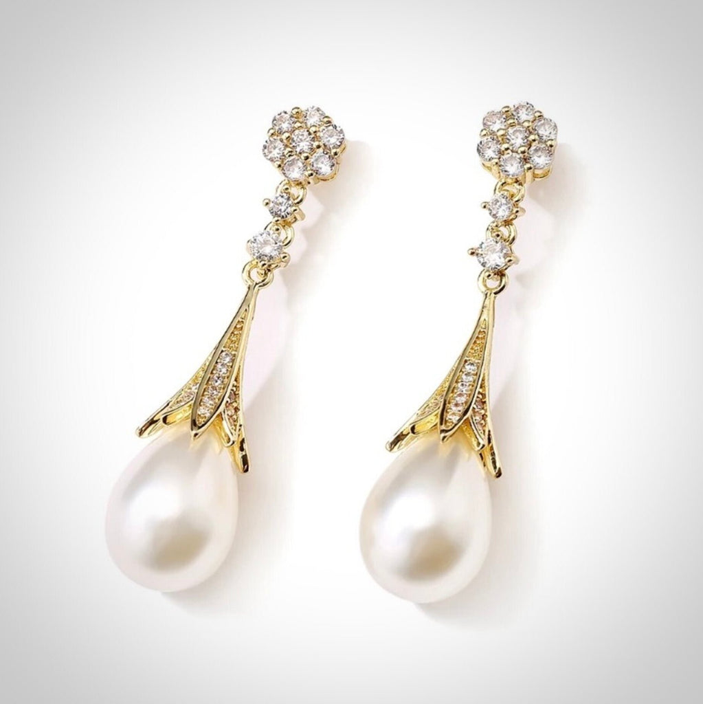 Pearl Wedding Jewelry - Pearl Bridal Earrings - Available in Gold and Silver