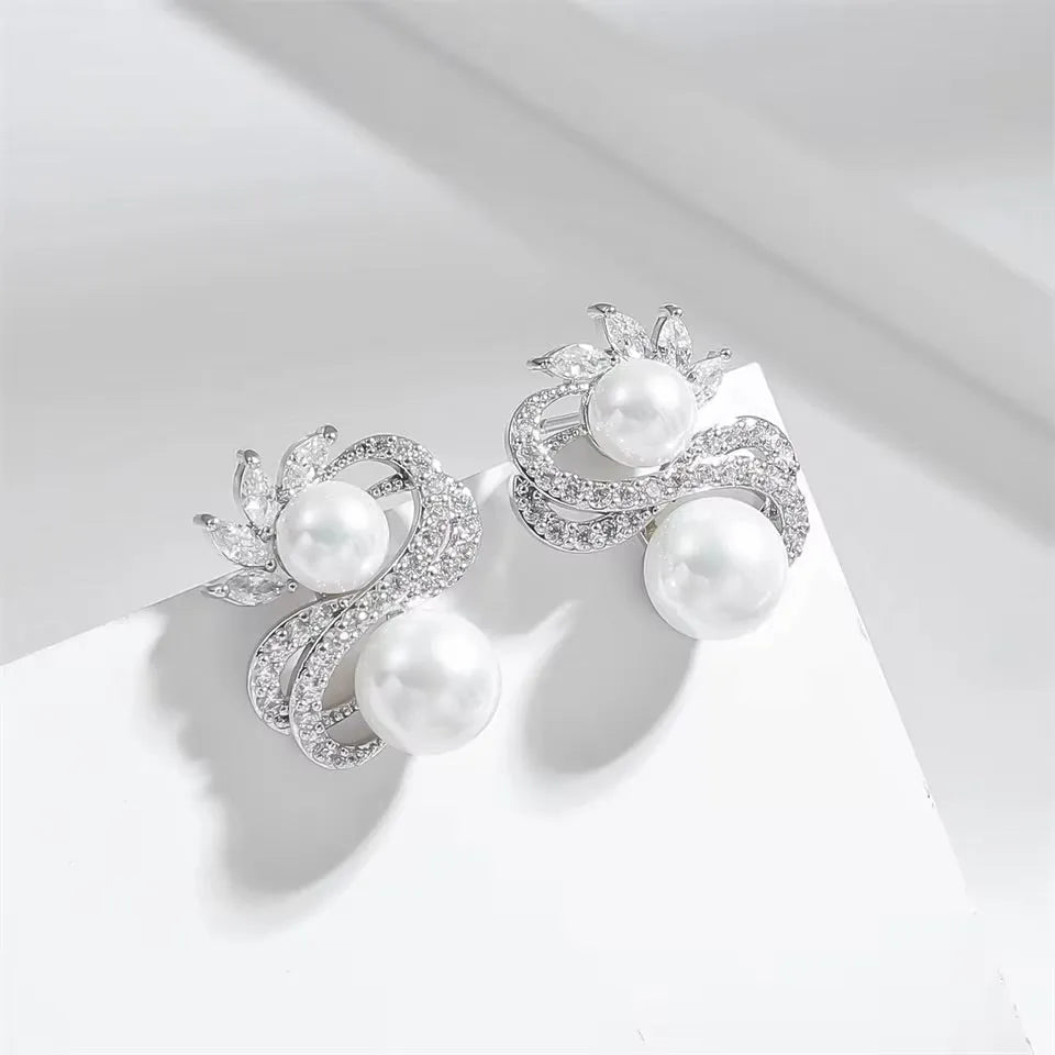 Wedding Jewelry - Pearl Bridal Stud Earrings - Available in Silver and Gold