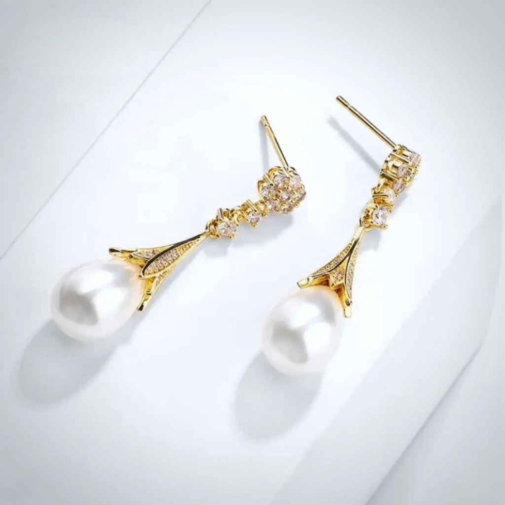 Pearl Wedding Jewelry - Pearl Bridal Earrings - Available in Gold and Silver