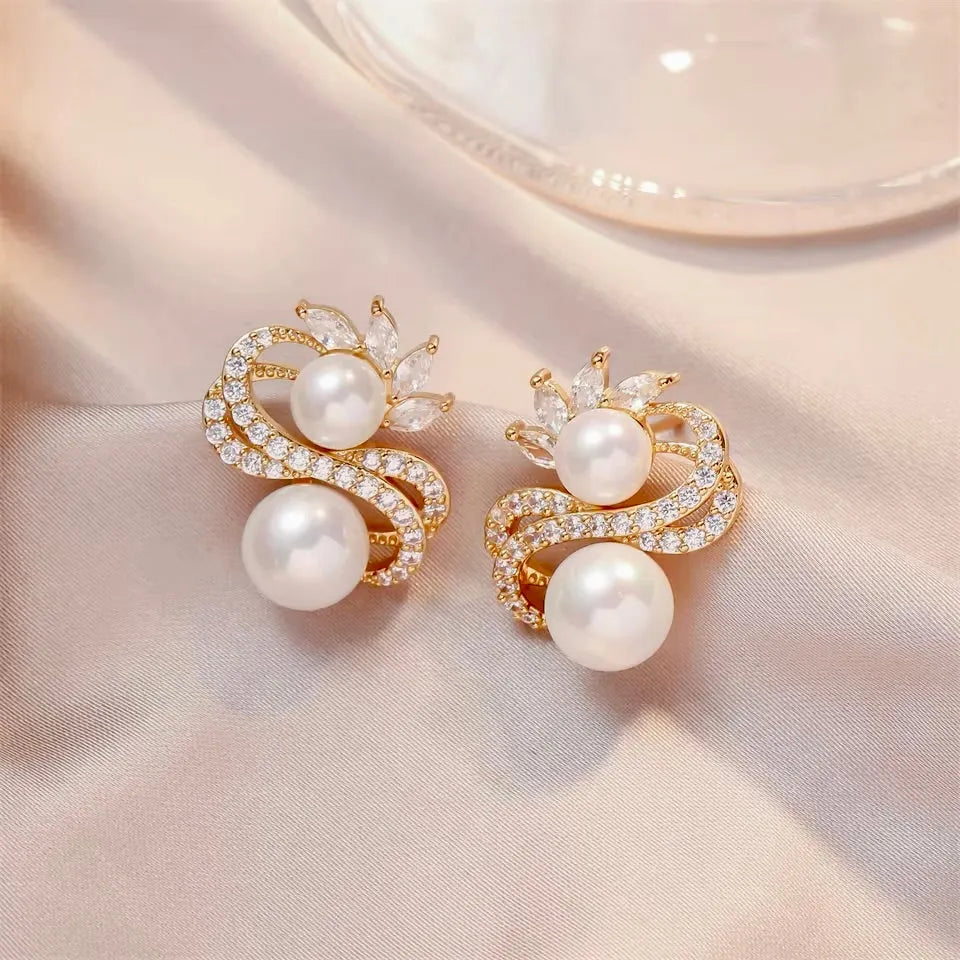 Wedding Jewelry - Pearl Bridal Stud Earrings - Available in Silver and Gold