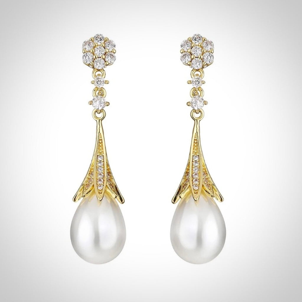 Pearl Wedding Jewelry - Pearl Bridal Earrings - Available in Gold and Silver