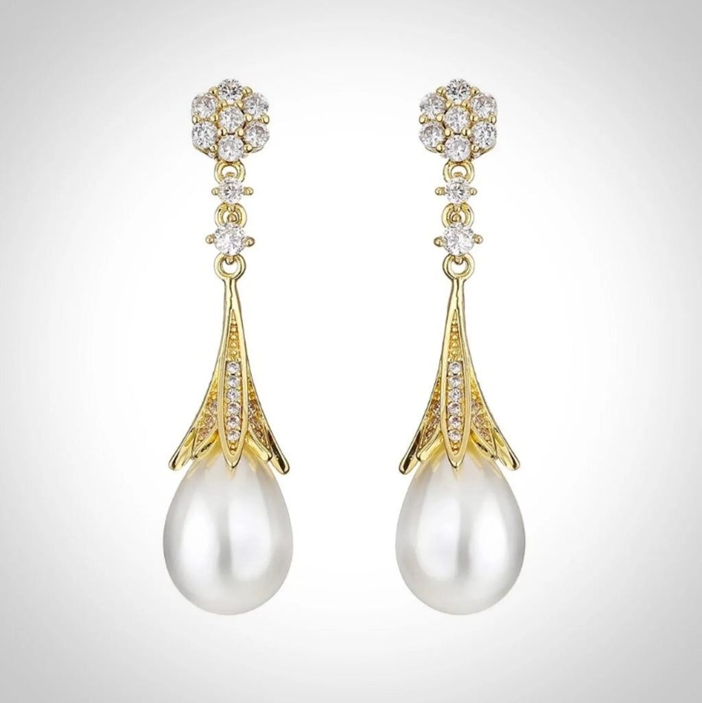 Pearl Wedding Jewelry - Pearl Bridal Earrings - Available in Gold and Silver