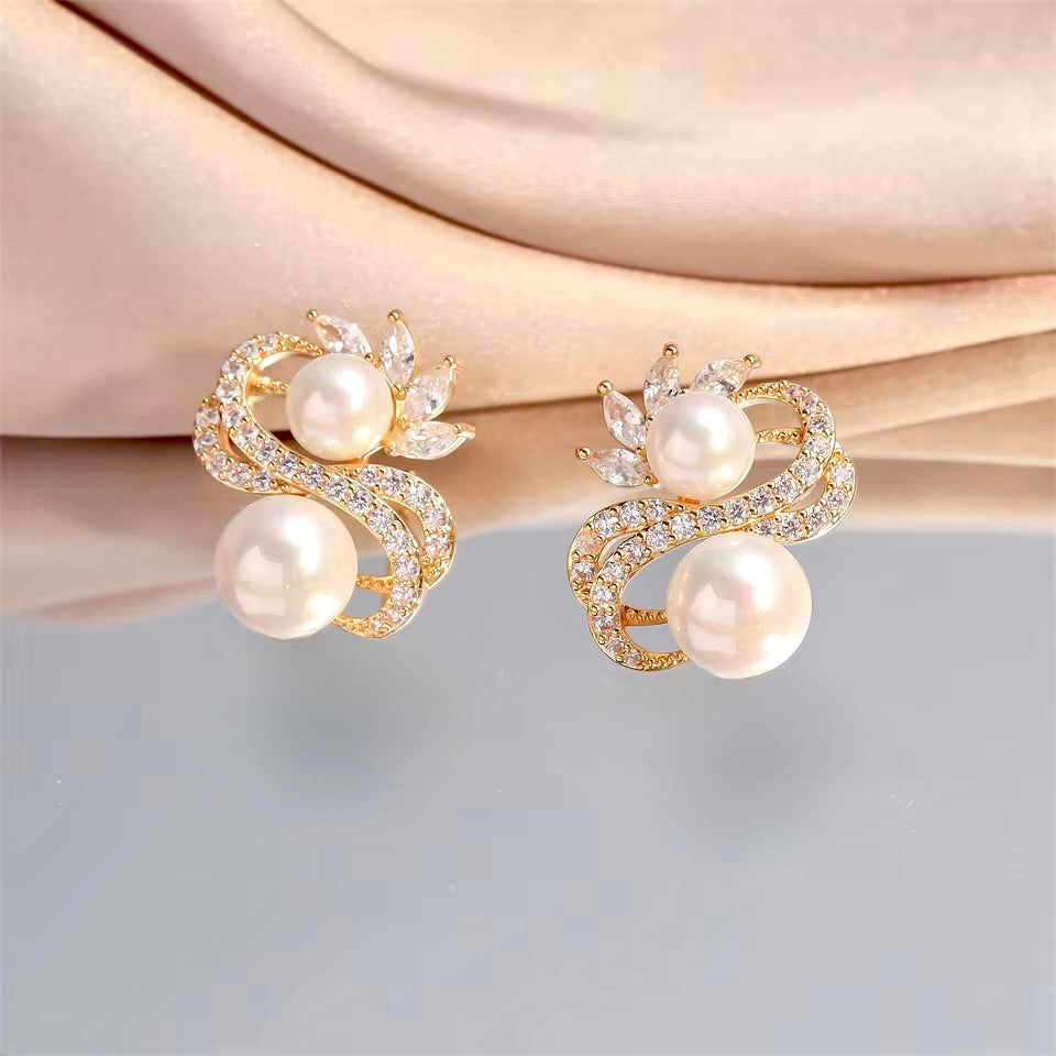 Wedding Jewelry - Pearl Bridal Stud Earrings - Available in Silver and Gold
