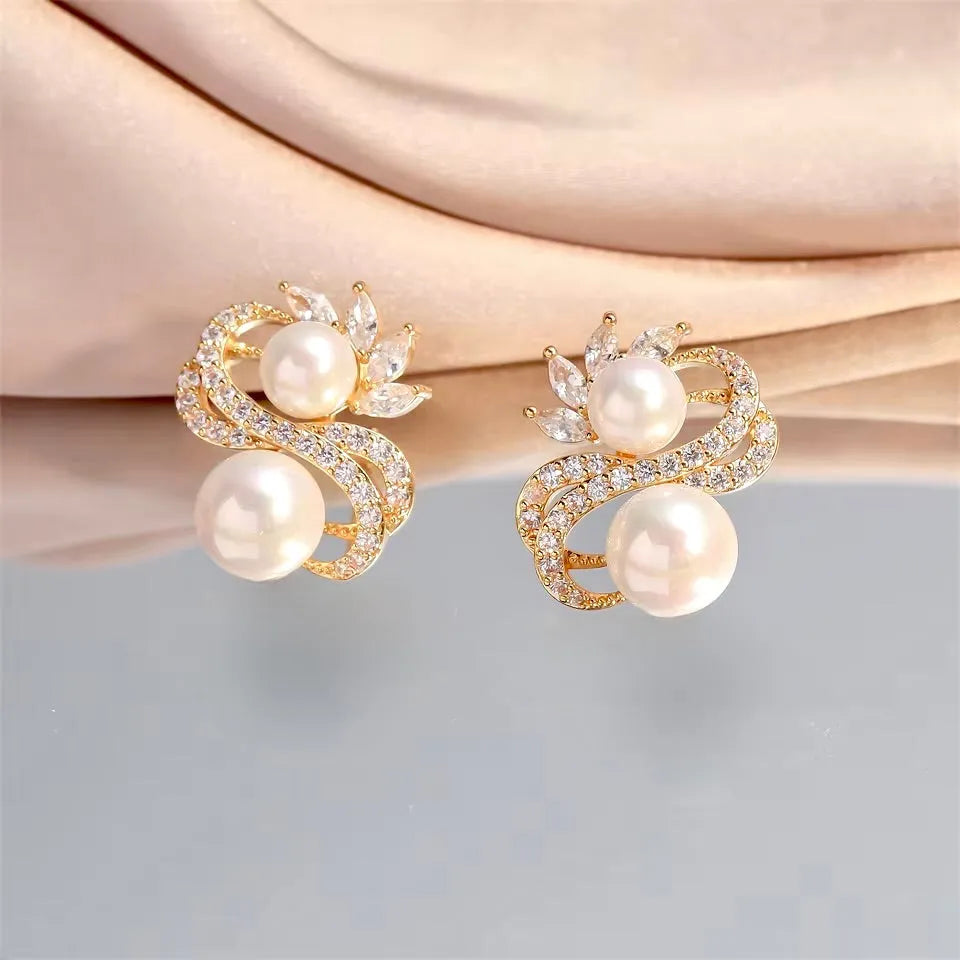 Wedding Jewelry - Pearl Bridal Stud Earrings - Available in Silver and Gold