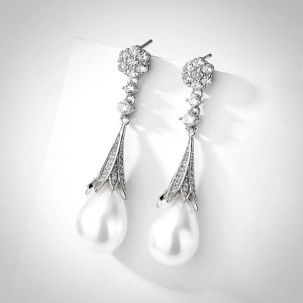 Pearl Wedding Jewelry - Pearl Bridal Earrings - Available in Gold and Silver
