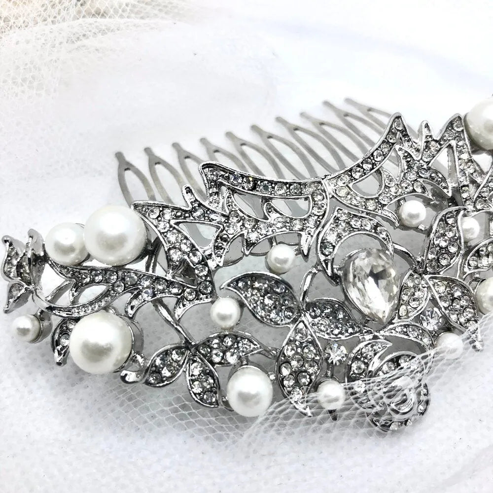 Bridal Hair Accessories - Pearl and Crystal Bridal Hair Comb
