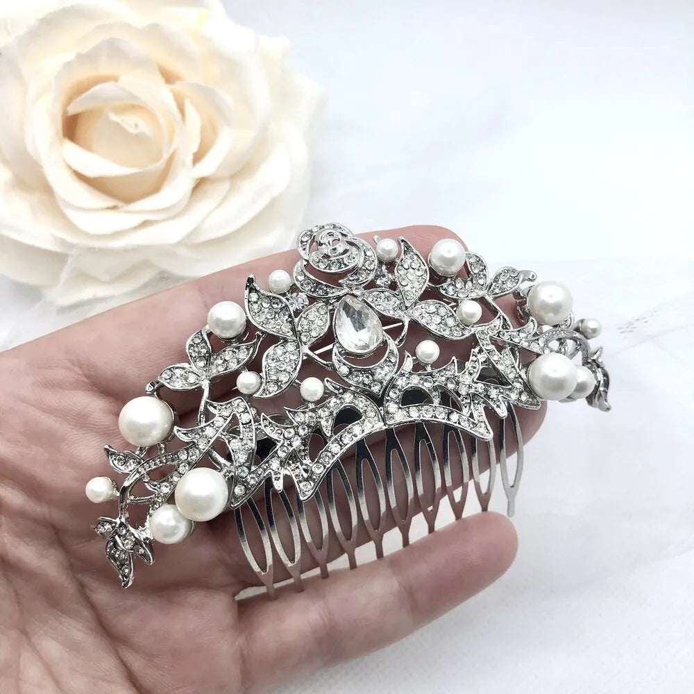 Bridal Hair Accessories - Pearl and Crystal Bridal Hair Comb