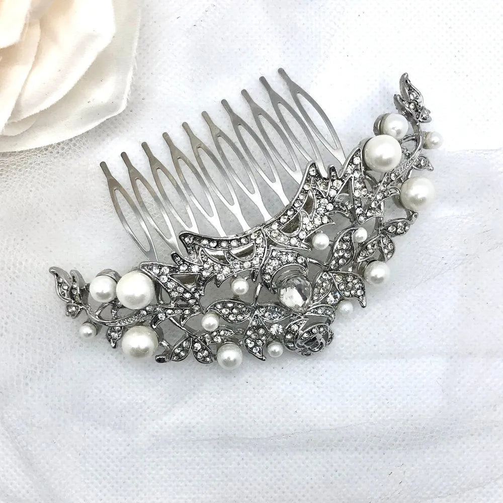 Bridal Hair Accessories - Pearl and Crystal Bridal Hair Comb