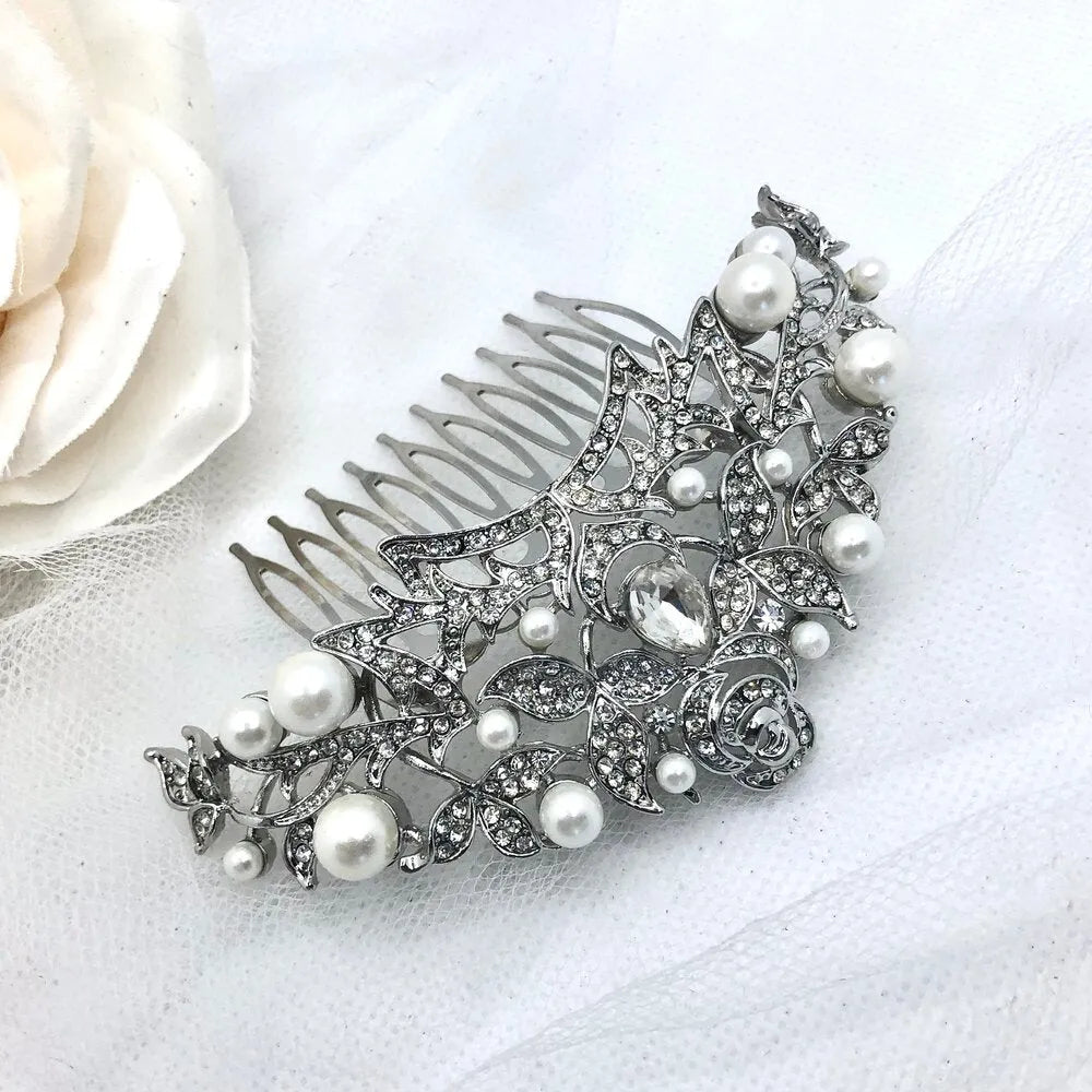Bridal Hair Accessories - Pearl and Crystal Bridal Hair Comb