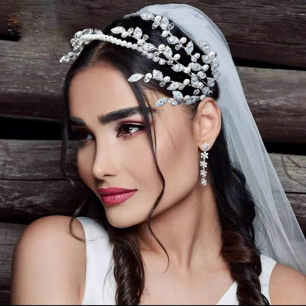 Wedding Hair Accessories - Pearl and Crystal Bridal Headband - Available in Silver and Gold