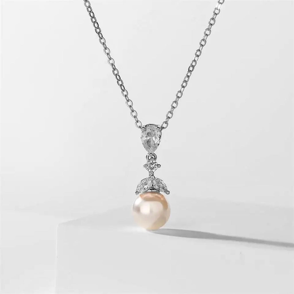 Wedding Jewelry - Pearl and Cubic Zirconia Bridal Jewelry Set - Available in Rose Gold and Silver