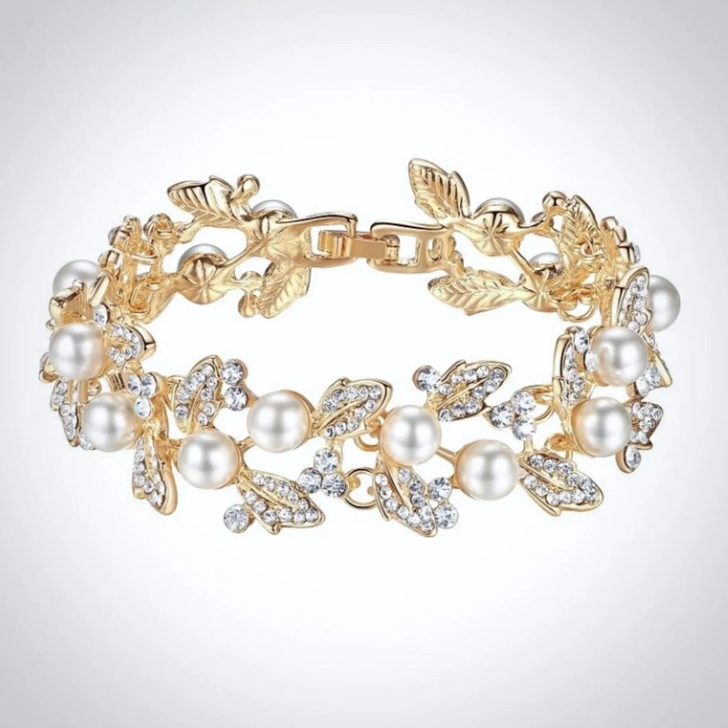 Pearl Wedding Jewelry - Pearl and Rhinestone Bridal Bracelet