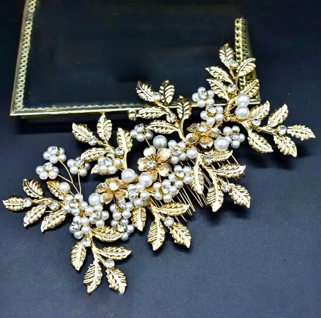 Wedding Hair Accessories - Pearl Bridal Hair Comb - Available in Silver and Gold