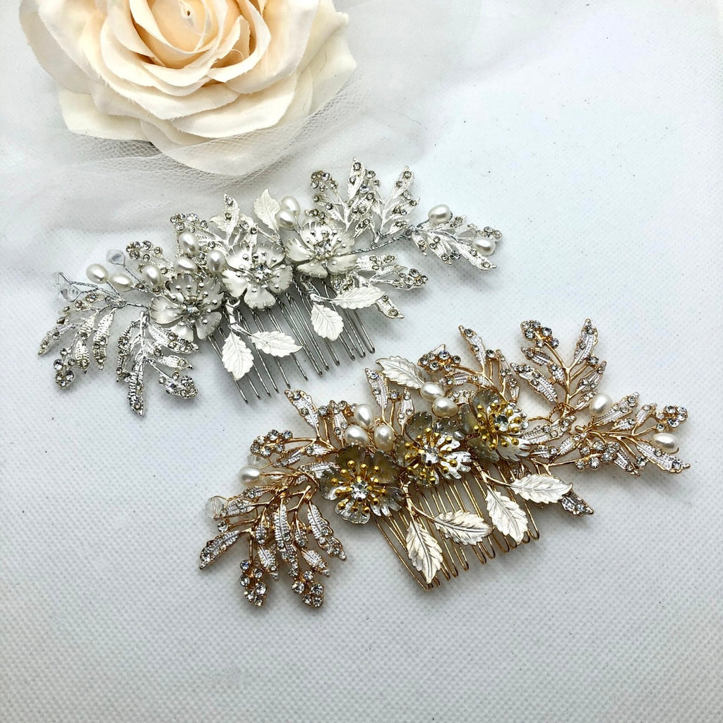 Wedding Hair Accessories - Pearl and Crystal Bridal Hair Comb - Available in Silver and Gold