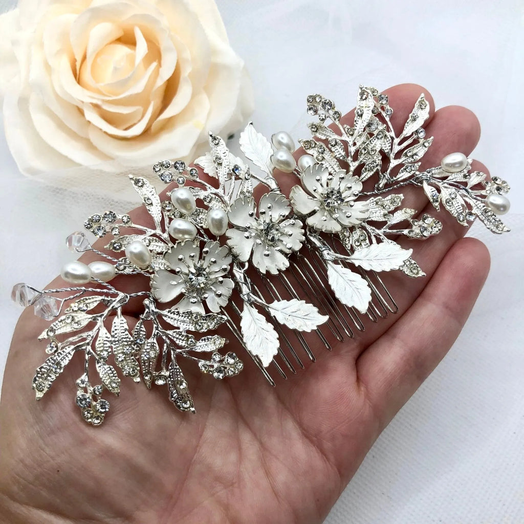 Wedding Hair Accessories - Pearl and Crystal Bridal Hair Comb - Available in Silver and Gold