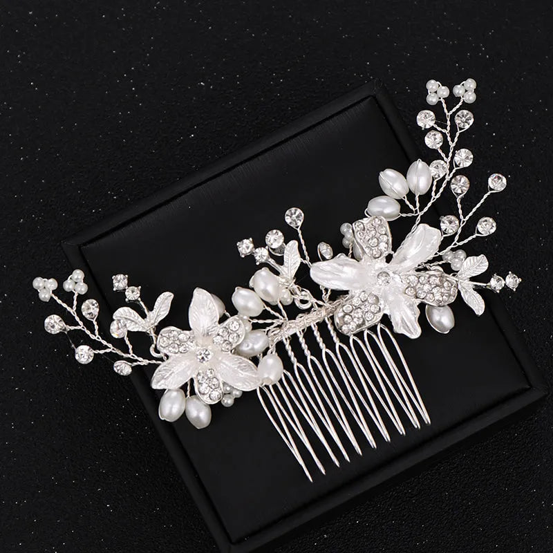 Wedding Hair Accessories - Silver Pearl and Crystal Bridal Hair Comb