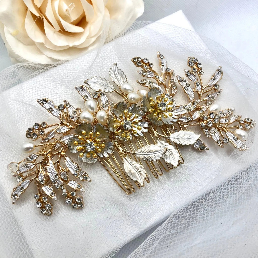 Wedding Hair Accessories - Pearl and Crystal Bridal Hair Comb - Available in Silver and Gold