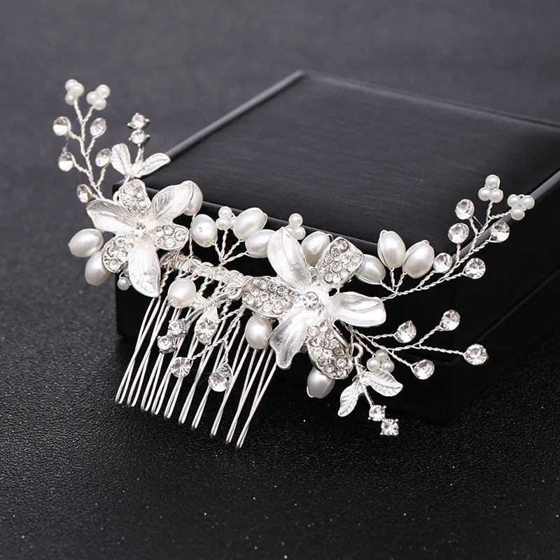 Wedding Hair Accessories - Silver Pearl and Crystal Bridal Hair Comb