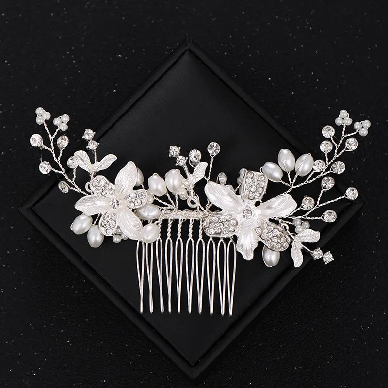 Wedding Hair Accessories - Silver Pearl and Crystal Bridal Hair Comb