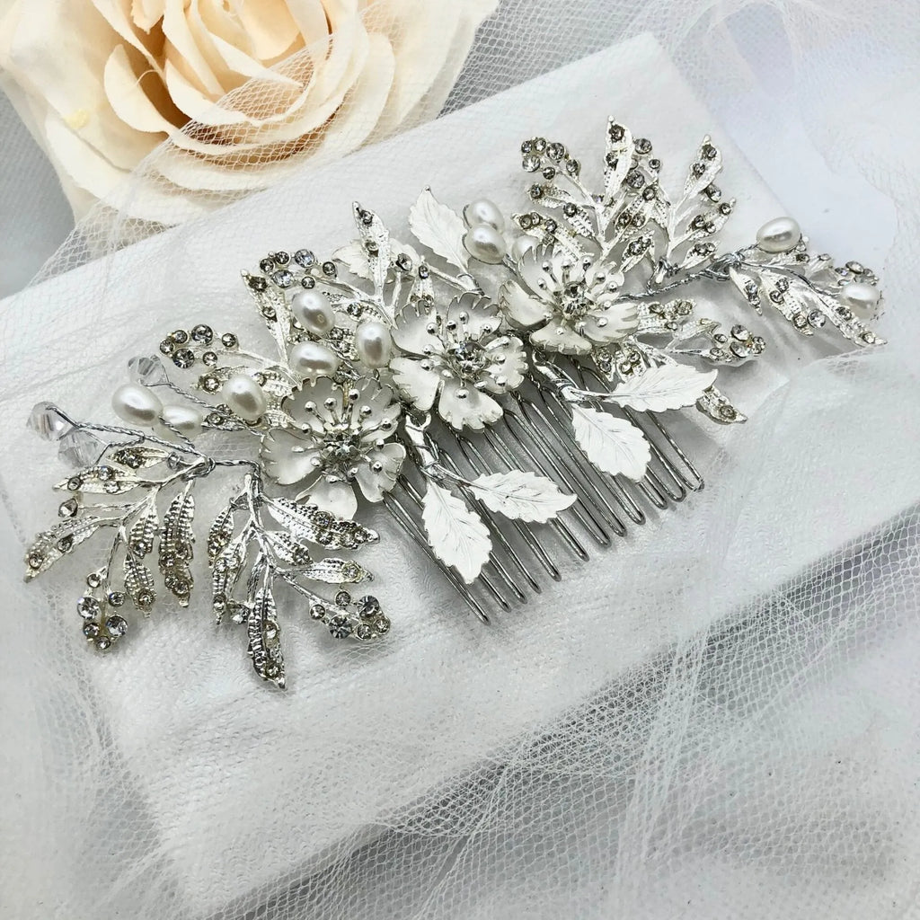 Wedding Hair Accessories - Pearl and Crystal Bridal Hair Comb - Available in Silver and Gold