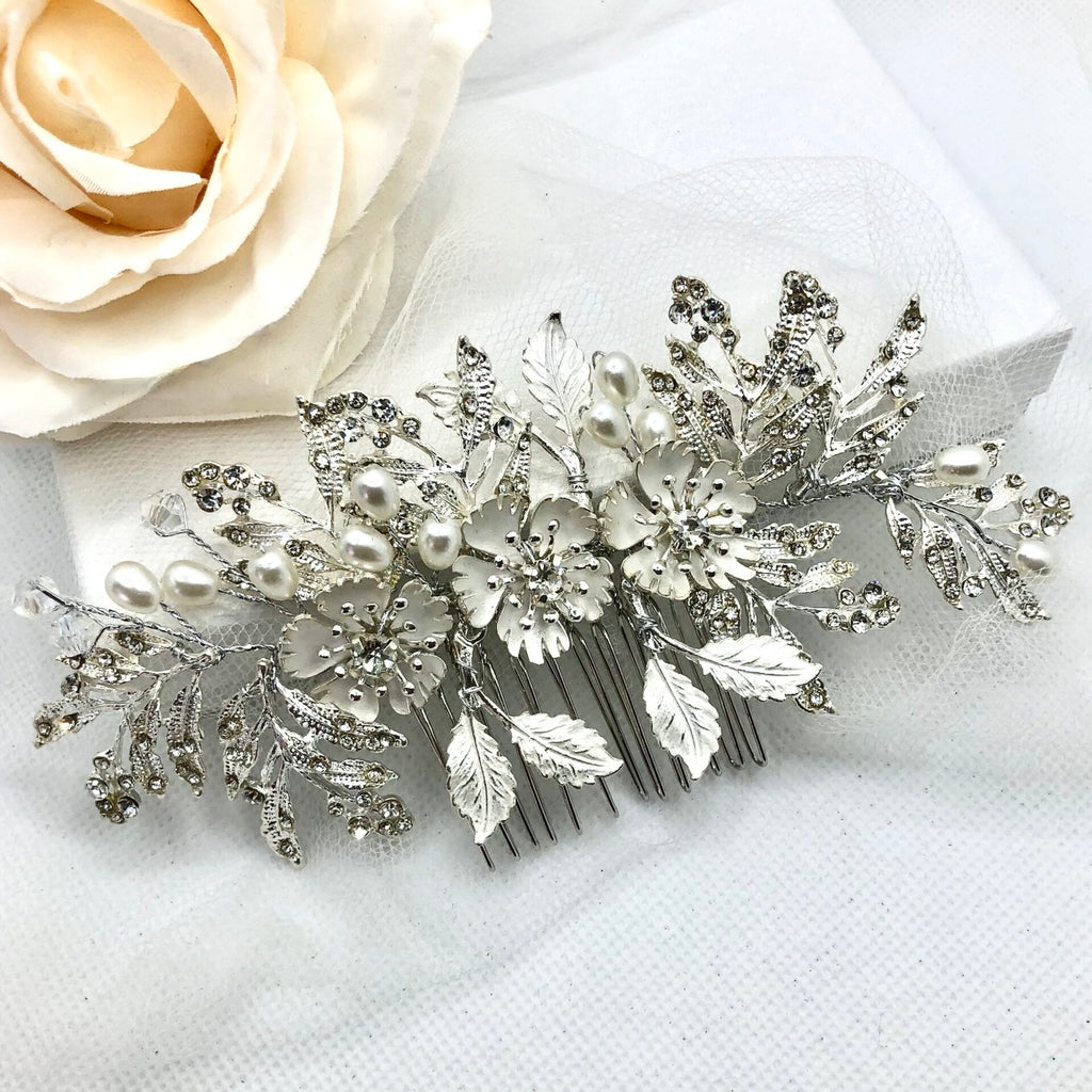 Wedding Hair Accessories - Pearl and Crystal Bridal Hair Comb - Available in Silver and Gold