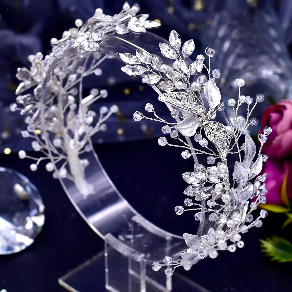 Wedding Hair Accessories - Pearl and Crystal Bridal Headband - Available in Silver and Gold