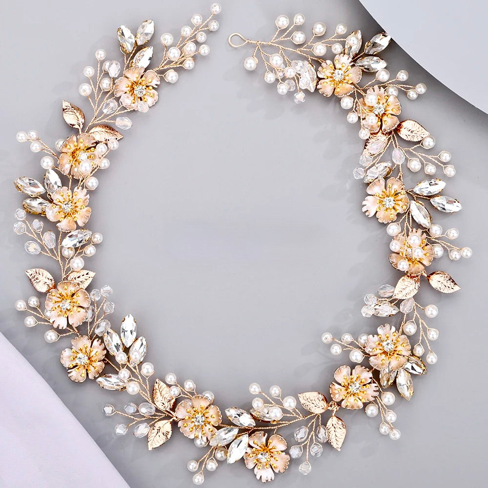 Wedding Hair Accessories - Pearl and Crystal Bridal Headband - Available in Silver and Gold