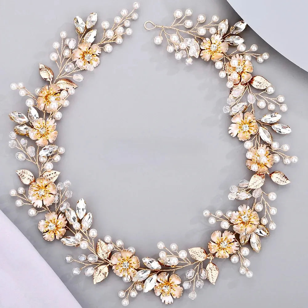 Wedding Hair Accessories - Pearl and Crystal Bridal Headband - Available in Silver and Gold