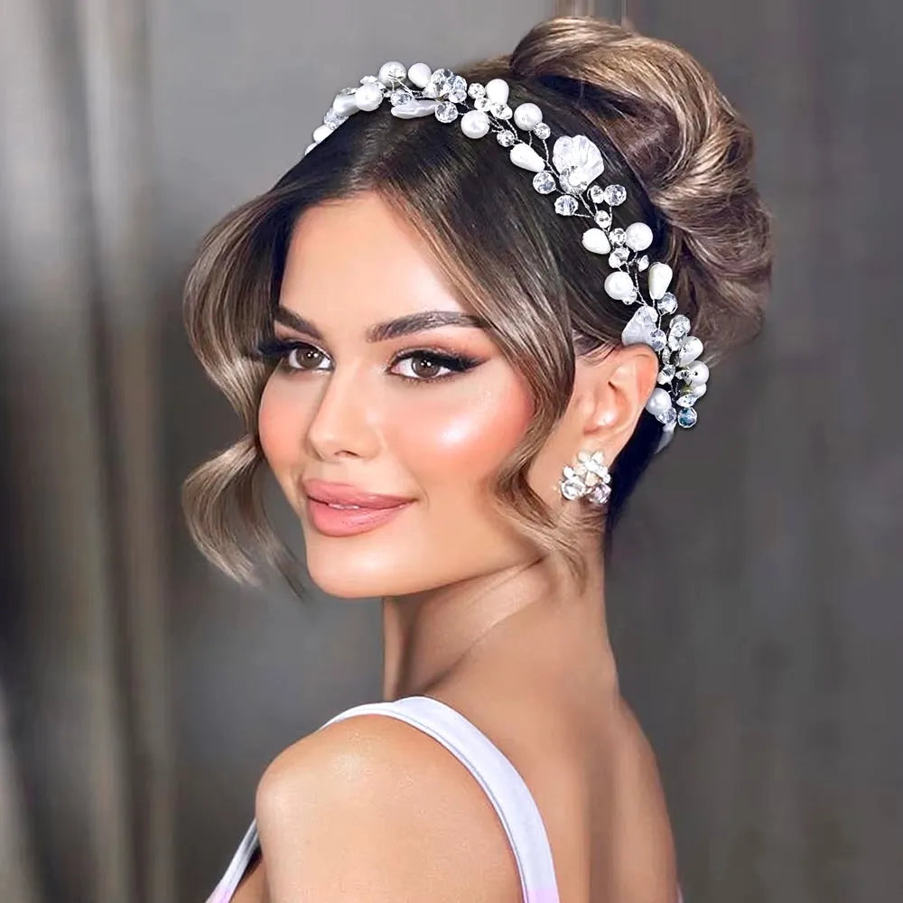 Wedding Hair Accessories - Pearl and Crystal Bridal Headband / Vine