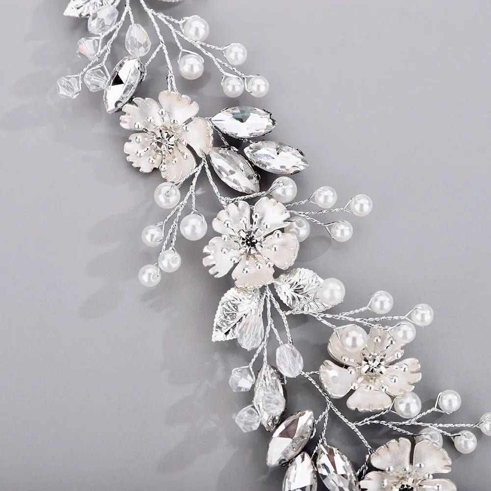 Wedding Hair Accessories - Pearl and Crystal Bridal Headband - Available in Silver and Gold