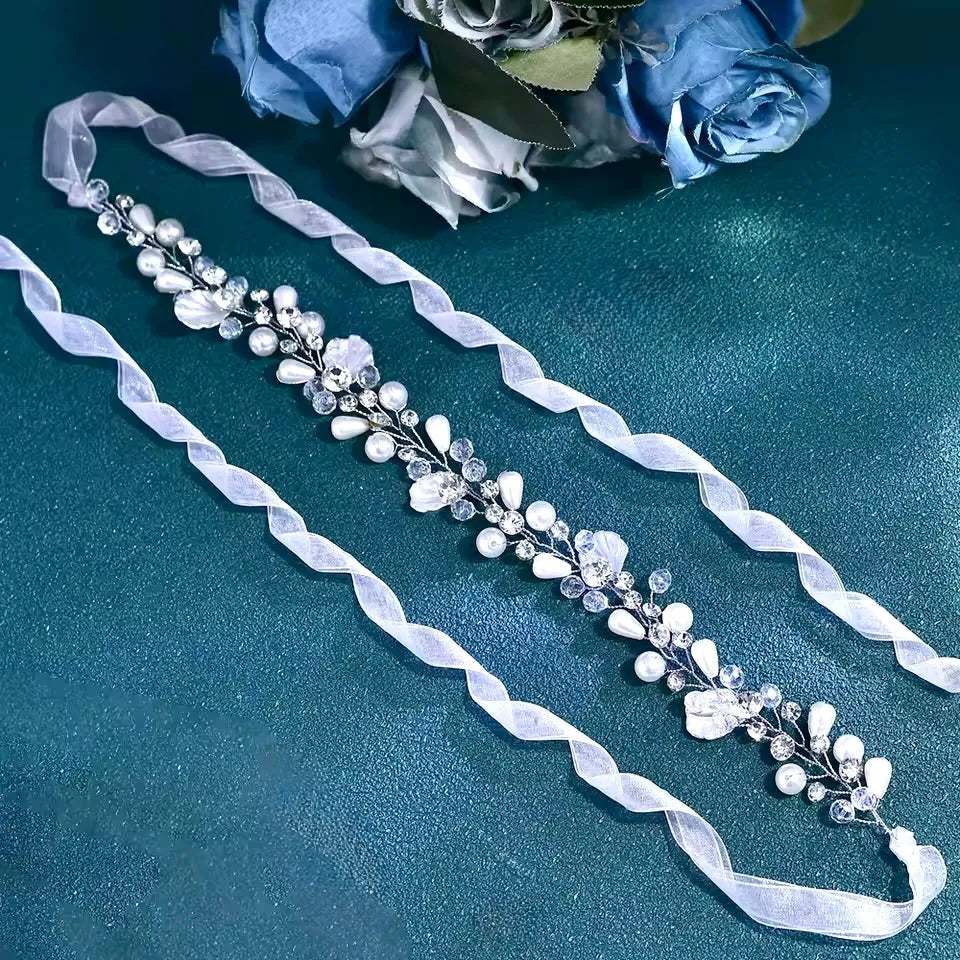 Wedding Hair Accessories - Pearl and Crystal Bridal Headband / Vine