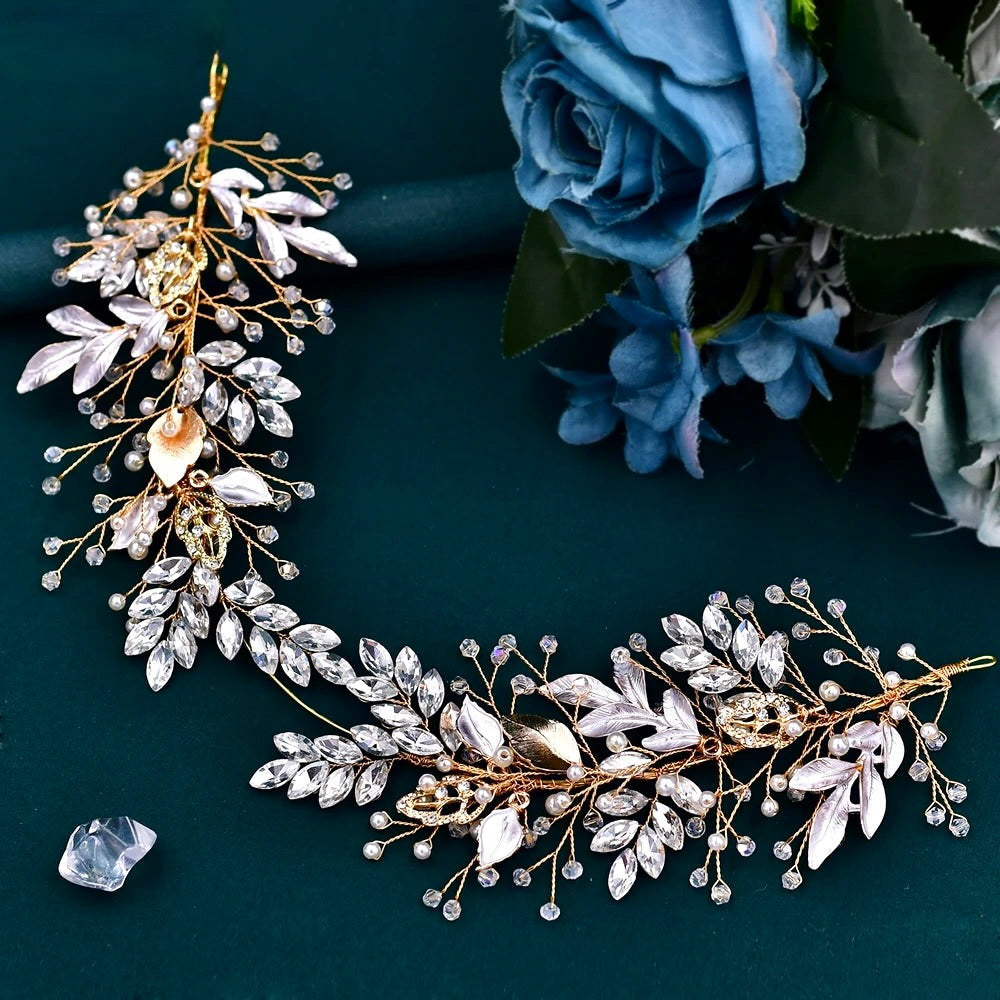 Wedding Hair Accessories - Pearl and Crystal Bridal Headband - Available in Silver and Gold
