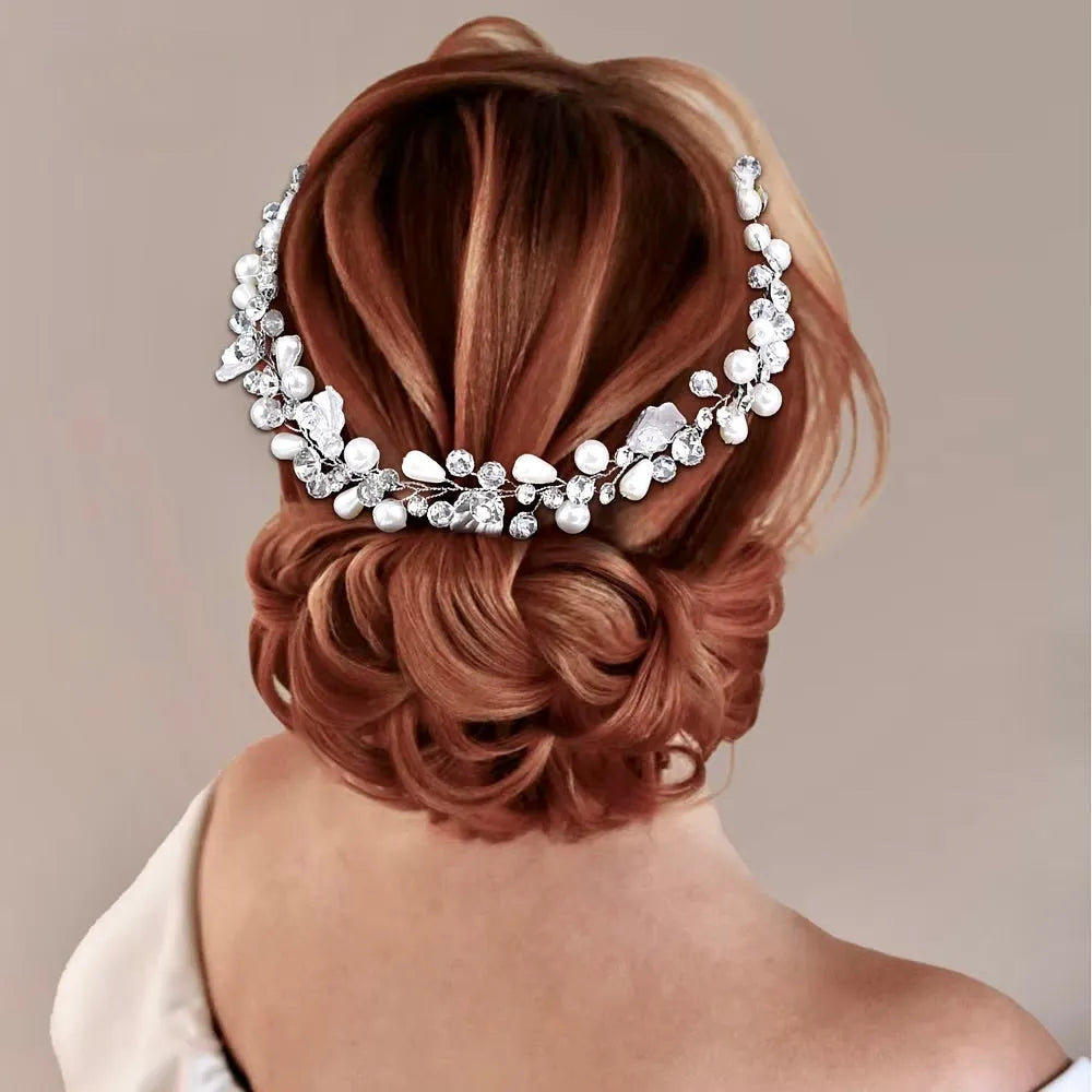 Wedding Hair Accessories - Pearl and Crystal Bridal Headband / Vine