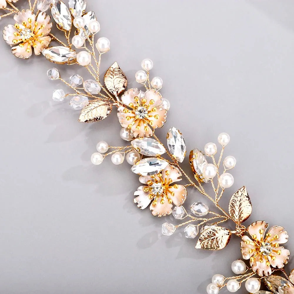 Wedding Hair Accessories - Pearl and Crystal Bridal Headband - Available in Silver and Gold