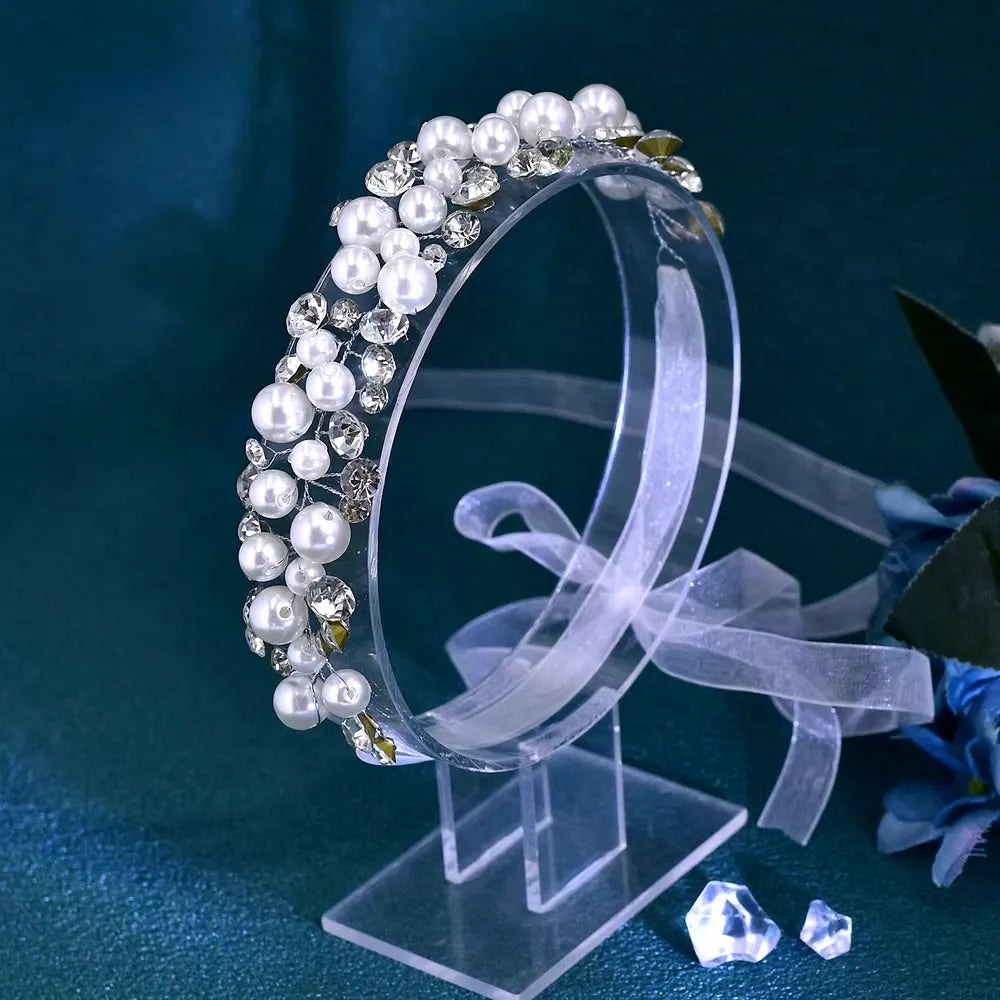 Wedding Hair Accessories - Pearl and Crystal Bridal Short Hair Vine