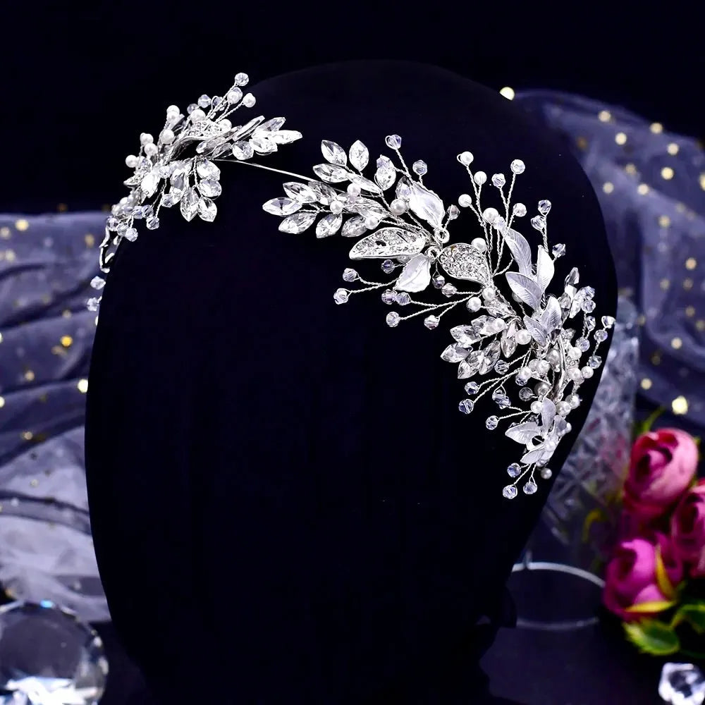 Wedding Hair Accessories - Pearl and Crystal Bridal Headband - Available in Silver and Gold